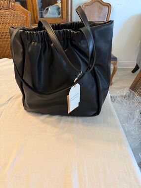 Urban Originals Black Gathered Drawstring Tote NWT